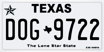 TX license plate DOG9722