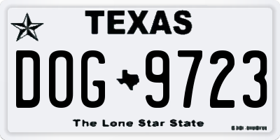 TX license plate DOG9723