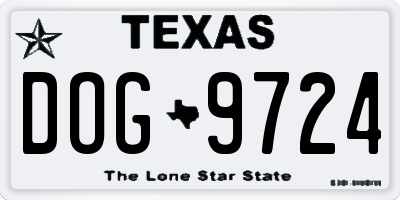 TX license plate DOG9724