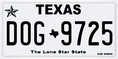TX license plate DOG9725
