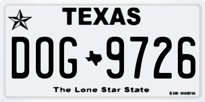 TX license plate DOG9726