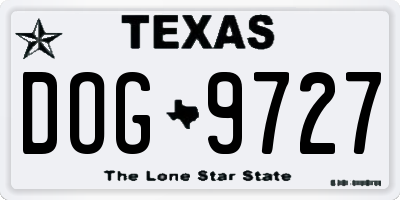 TX license plate DOG9727