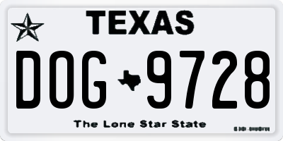 TX license plate DOG9728