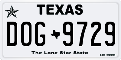 TX license plate DOG9729