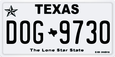 TX license plate DOG9730