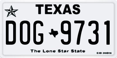 TX license plate DOG9731
