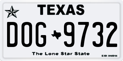 TX license plate DOG9732