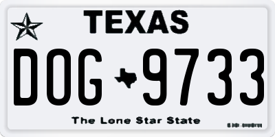 TX license plate DOG9733