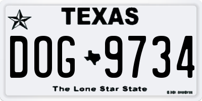 TX license plate DOG9734