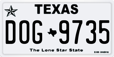 TX license plate DOG9735