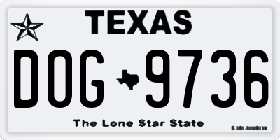 TX license plate DOG9736