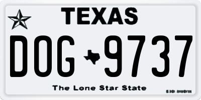 TX license plate DOG9737