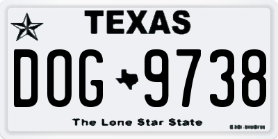 TX license plate DOG9738