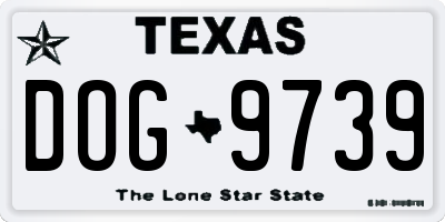 TX license plate DOG9739