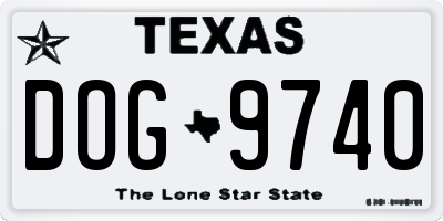 TX license plate DOG9740