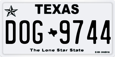 TX license plate DOG9744