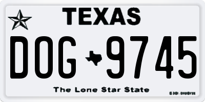 TX license plate DOG9745
