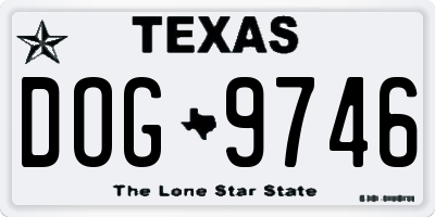 TX license plate DOG9746