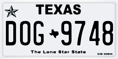 TX license plate DOG9748