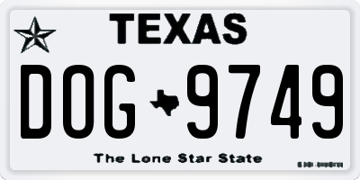 TX license plate DOG9749