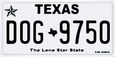 TX license plate DOG9750