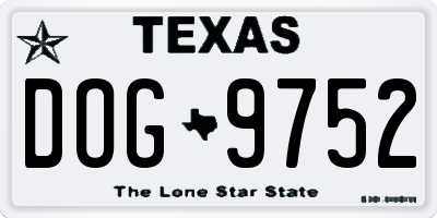 TX license plate DOG9752