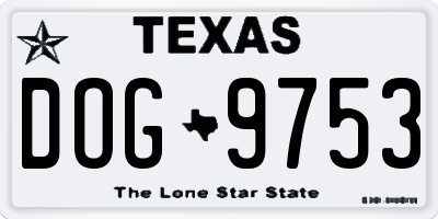TX license plate DOG9753