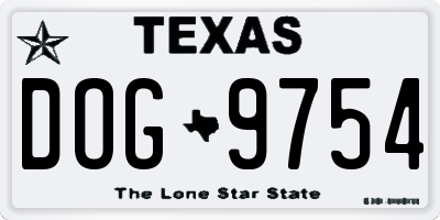 TX license plate DOG9754