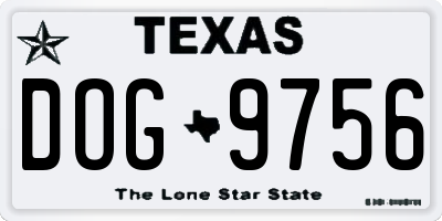 TX license plate DOG9756