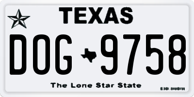 TX license plate DOG9758