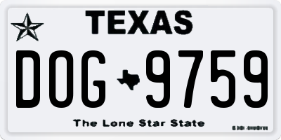 TX license plate DOG9759