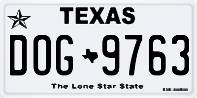 TX license plate DOG9763