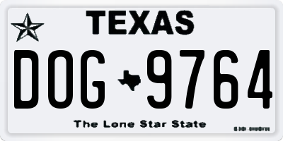 TX license plate DOG9764