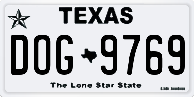 TX license plate DOG9769