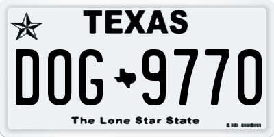 TX license plate DOG9770