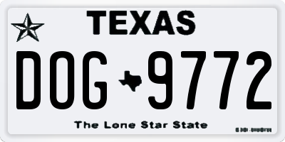TX license plate DOG9772