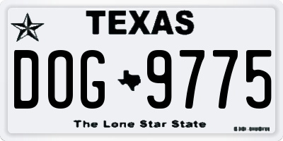 TX license plate DOG9775