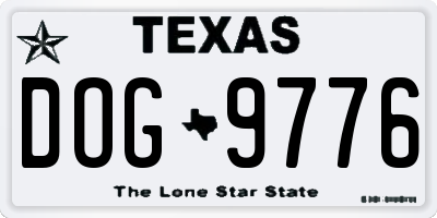 TX license plate DOG9776