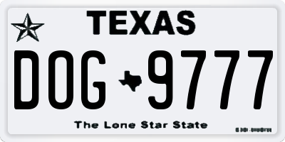 TX license plate DOG9777