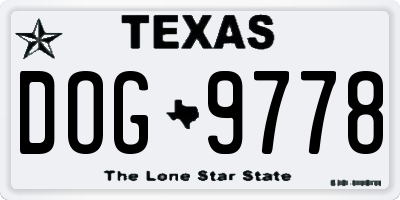 TX license plate DOG9778