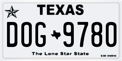 TX license plate DOG9780