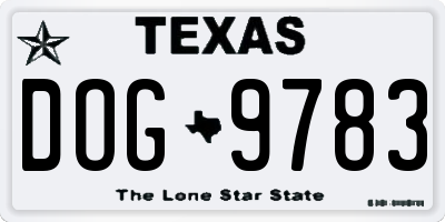 TX license plate DOG9783