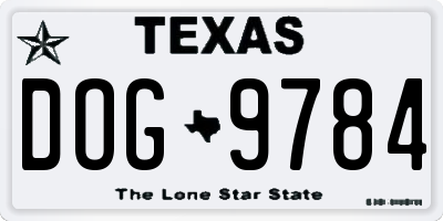 TX license plate DOG9784