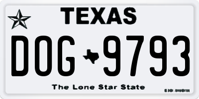 TX license plate DOG9793