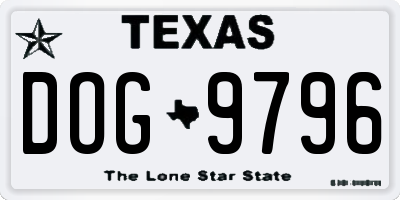 TX license plate DOG9796