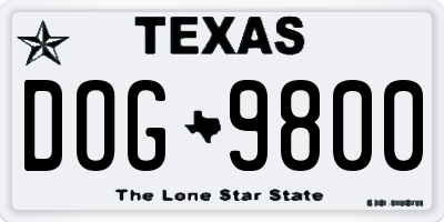 TX license plate DOG9800