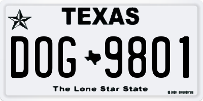 TX license plate DOG9801