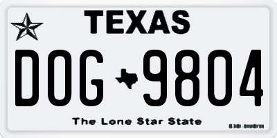 TX license plate DOG9804