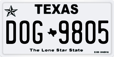 TX license plate DOG9805