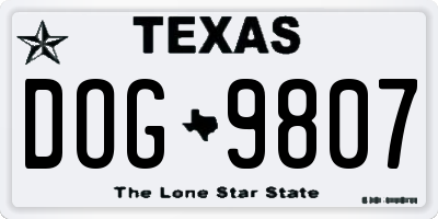 TX license plate DOG9807